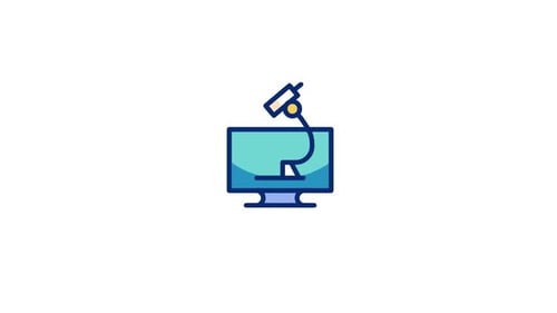 Microscope and Monitor Digital Science Flat Design Icon Animation