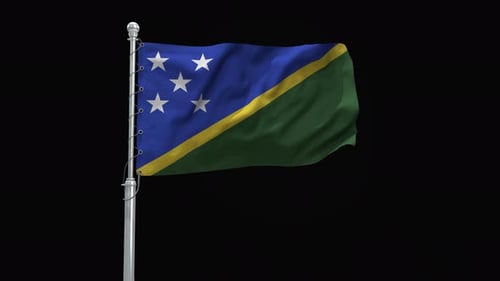 Solomon Islands Flag Waving on Pole Animation