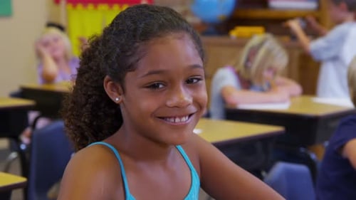 Portrait of Elementary School Girl in Classroom 6-7