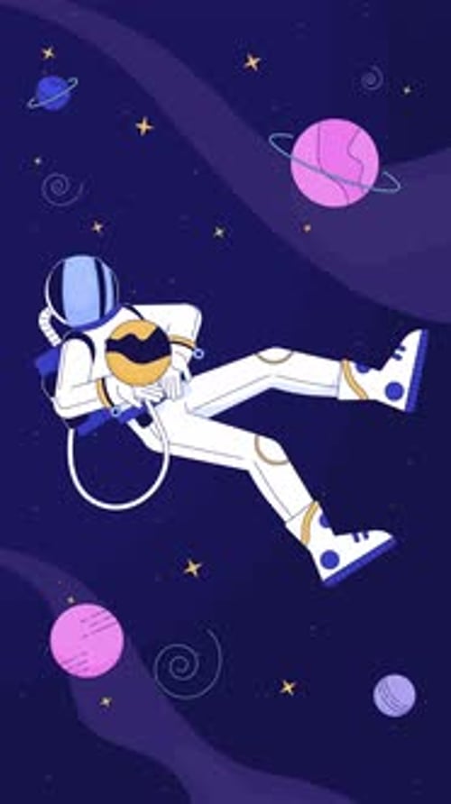 Chill astronaut lofi floating weightlessly vertical animation