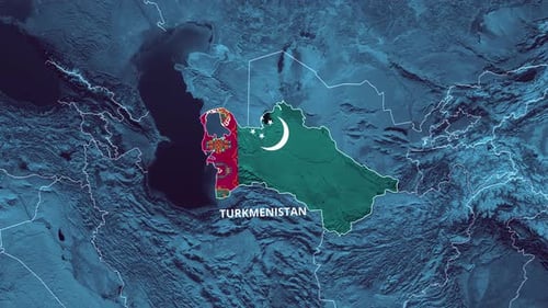 Turkmenistan Map and Flag Reveal Animation