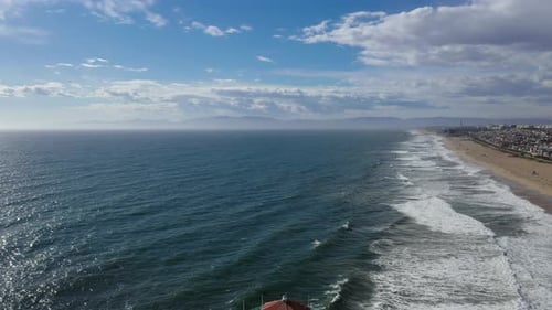 Over head shot of a jetty house on the coast of manhattan