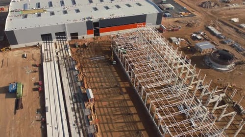 Drone Wide View of Construction Site for Factory