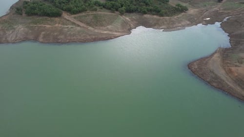 Aerial Dam Lake and Drought