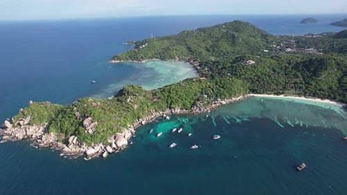 Aerial View of Shark Bay in Koh Tao Thailand