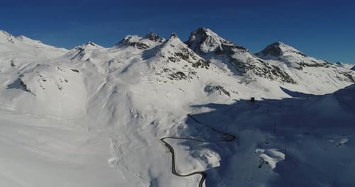 Aerial view of snow capped mountains, Switzerland.