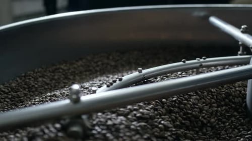 Coffee Beans Roasted in Industrial Machine
