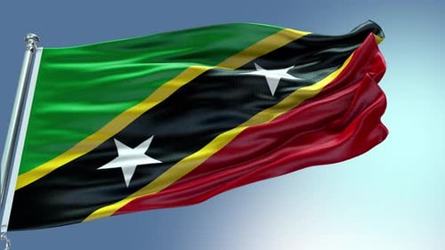 Realistic Waving Flag of St. Kitts and Nevis Animation