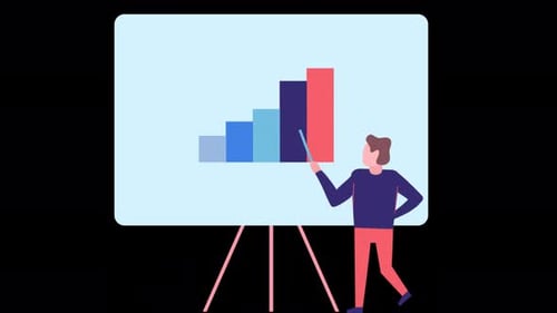 Office Worker Showing Business Presentation To His Boss 4K Alpha Channel