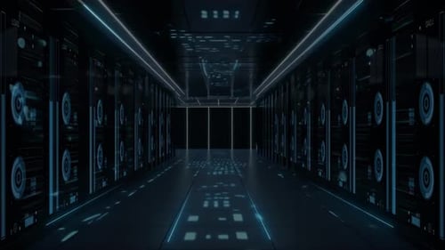 Futuristic Server Room Digital Data Center Loop Background