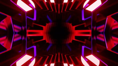Newest Cyan Purple Red Space Amazing Sci Fi Metal Kaleidoscope Vj Seamless Loop Background
