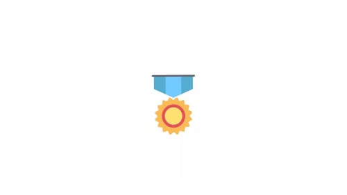 Animated Medal Award Icon in Flat Design