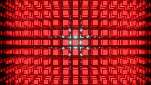 Red and Cyan Abstract Cube Volume Background VJ Loop in HD