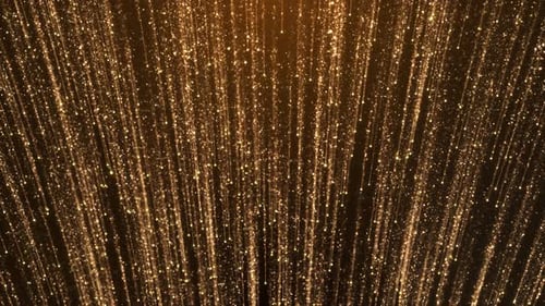 Eleganter goldener Partikelregen, der auf dunklen Hintergrund fällt, Partikelregen