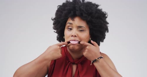 Cheerful Woman Making Silly Faces