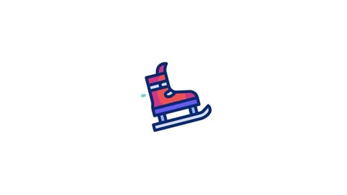 Flat Design Rotating Ice Skate Icon Animation