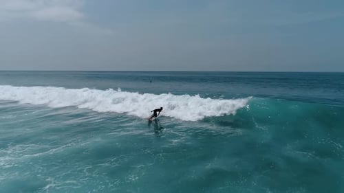 Surfing in Asia Side Powerful Ocean and One Man Alone Do Workout with Surf Barreled at Big Waves