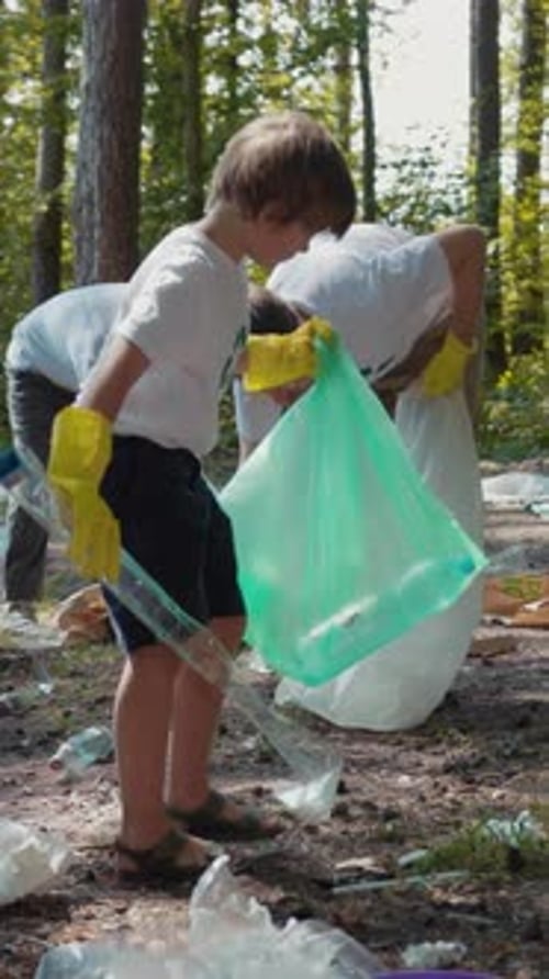 A Group of Determined Volunteers are Engaging in the Important Work of Cleaning Up a Forest Area