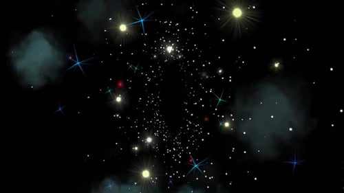 Animated Particles and Glowing Stars in Dark Space Background