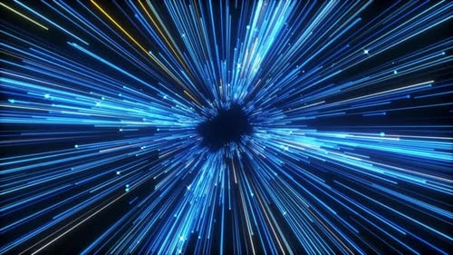 Abstract Blue Light Speed Warp Tunnel Loop Background