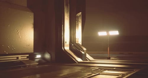 Futuristic Sci-Fi Spaceship Corridor Camera Flythrough