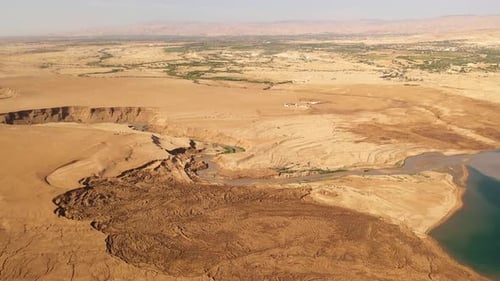 Jordan river from High Altitude into dead sea, Aerial view