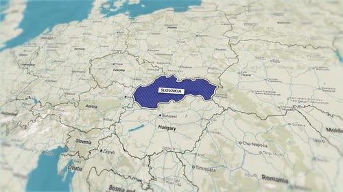 Slovakia Country Highlight Animation on European Map