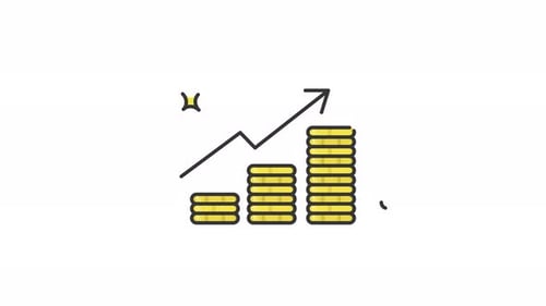 Growing Coin Stacks with Upward Trend Animation