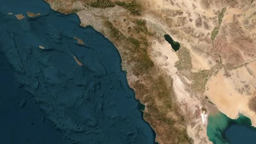 Earth Map Zoom to City with Location Text Overlay