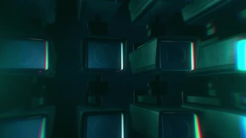 Animated Glitch Security Cameras Network Background