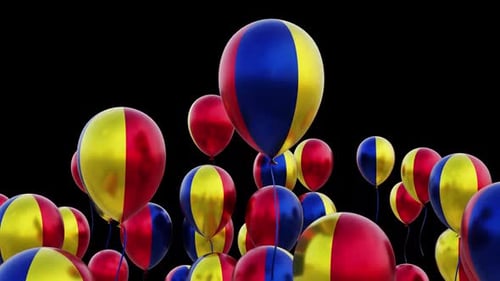 Flagge Rumäniens auf den fliegenden Luftballons