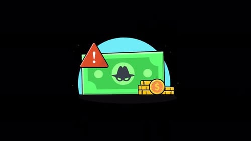 Money with Fraud Icon and Gold Coin. Money Fraud Alert Concept Animation Video - Transparent