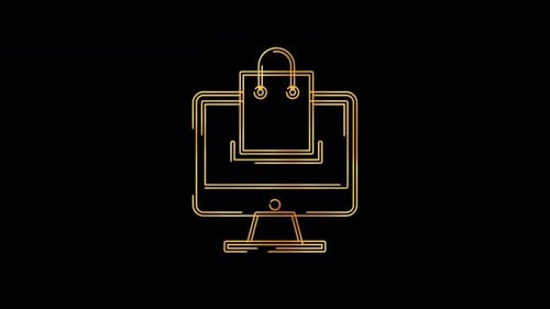 Minimalist Golden Line Online Shopping E-commerce Animation