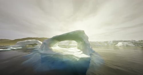 Stunning Ice Arch Stands Against a Serene Water Landscape in the Arctic