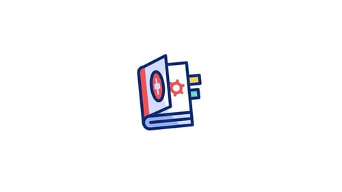 Flat Design Medical Book Settings Icon Animation