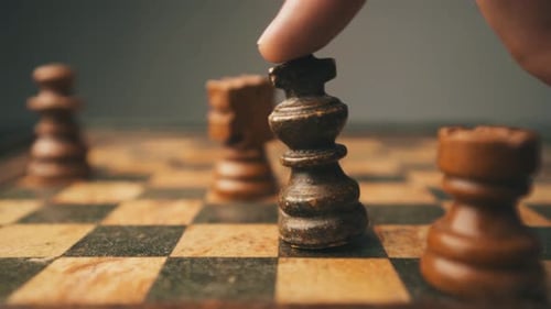 Checkmate black king close-up shot chess game