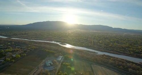 Aerial Shot of River Valley at Sunrise