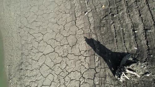 Dry Cracked Earth from Above Shows Drought