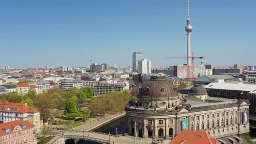 Aerial view of Bode Museum and TV Tower, Germany.