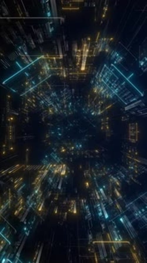 Futuristic Digital Tunnel Network with Glowing Lines Abstract Background