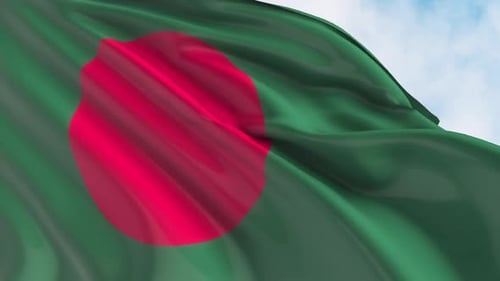 Realistic Bangladesh Flag Waving in Slow Motion