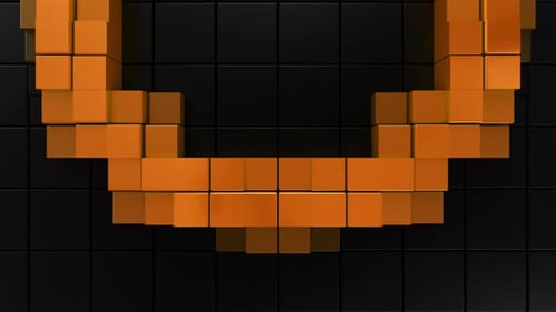 Orangefarbener abstrakter gebogener Bogen, nahtlose 3D-Schleifenanimation. 3D-Rendering