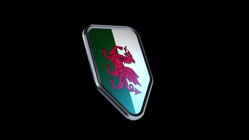 Animated 3D Shield with Flag Emblem Rotation