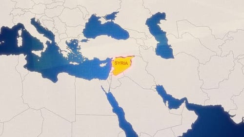 Animated World Map Syria Country Highlight Reveal