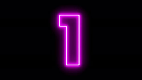 Neon Glowing Number One Drawing Animation