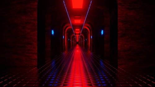 Blue And Red Dungeon Tunnel Background Vj Loop In HD