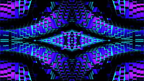 Purple And Cyan Square Waves Move Kaleidoscope Background Vj Loop In 4K