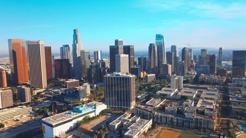 Skyscrapers in the downtown Los Angeles, California, USA. Beautiful modern architecture