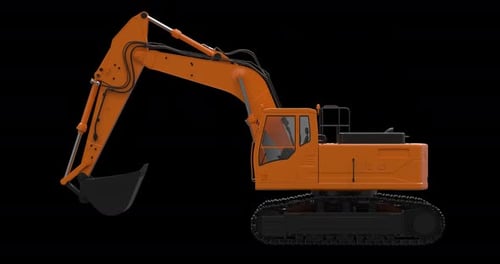 Excavator Rotating On Alpha Channel Loop