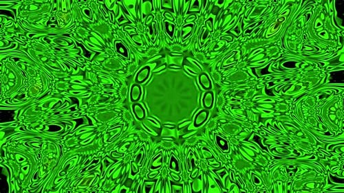 Dynamic Green Abstract Morphing Kaleidoscope Pattern
